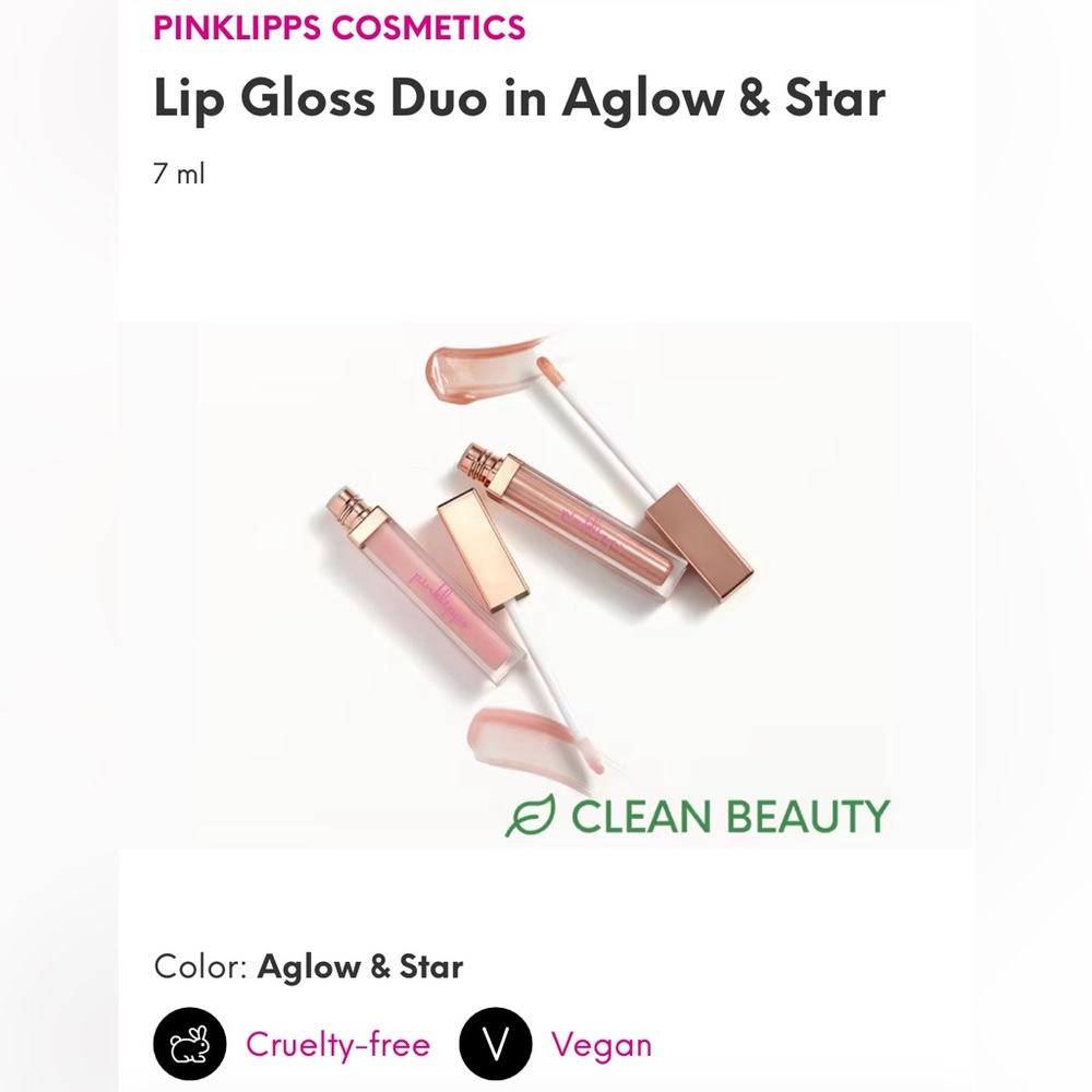 PINKLIPPS COSMETICS
Lip Gloss Duo in Aglow & Star
7 ml 👄💄🫦